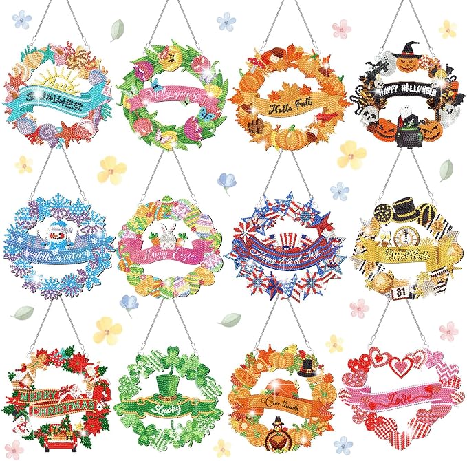 Cinnvoice 12 Pcs Summer Seasonal Diamond Art Hanging Ornament Kit by Cinnvoice