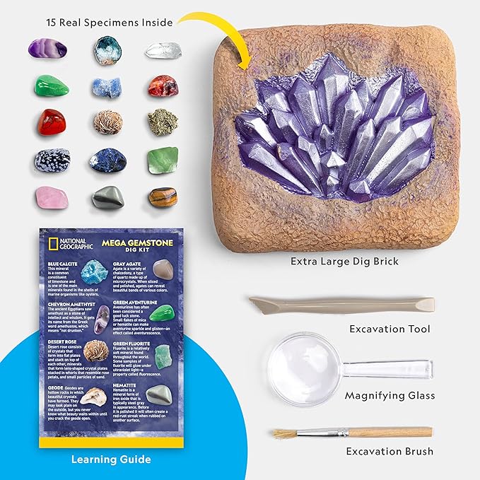 NATIONAL GEOGRAPHIC Mega Gemstone Dig Kit – Dig Up 15 Real Gemstones and - Image 6
