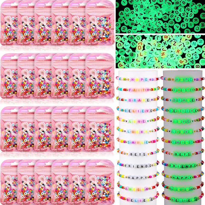 Kenning 24 Set Friendship Bracelet Making Kits Glow in The Dark Letter Beads by Kenning
