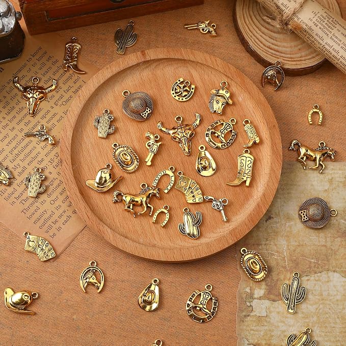 MARFOREVER 40 Pcs/20 Pairs Western Cowboy Cowgirl Charms - Image 3