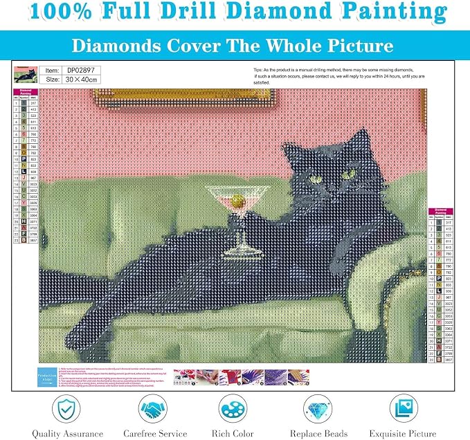 EIBEILI Cat Diamond Art Kits for Adults-Diamond Painting Kits Wall Decor | - Image 3
