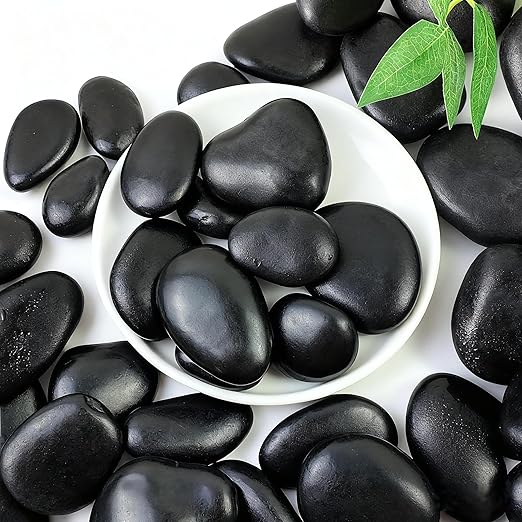 SIDONG 5 lbs Black River Rocks, 1.2-2 Inches Polished Pebbles by SIDONG