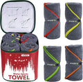4Monster 4 Pack Microfiber Camping Towel Quick Dry, Super Absorbent Travel Towel with Waterproof Bag, Lightweight Boat Towel for RV, Sport, Gym, Beach, Pool, Swim,Family Trip