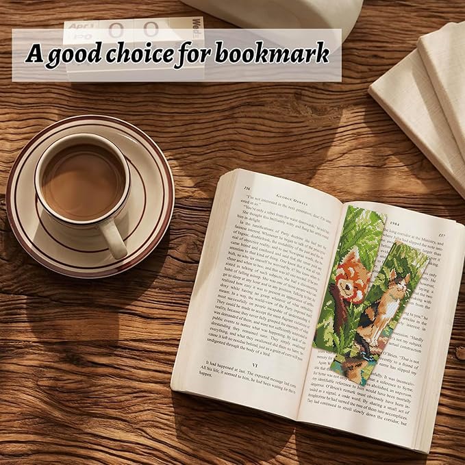 NEGEKFKX 6 Pcs Animal Cross Stitch Bookmark Kit - Image 3