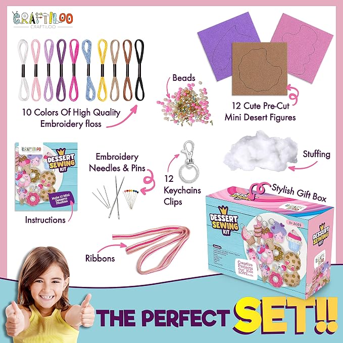 12 Pre-Cut Mini Treats Dessert Fun Kids Sewing Kit - Image 2