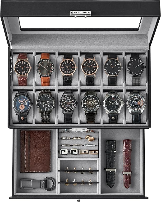 SONGMICS Watch Box, 12-Slot Watch Case Organizer by Unknown