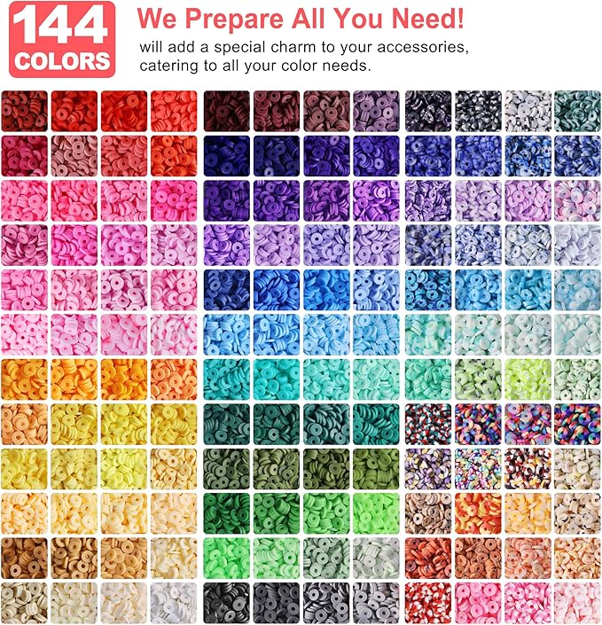 Redtwo 23000 Pcs 144 Colors Clay Beads Bracelet Making Kit | 7 Boxes Flat - Image 2