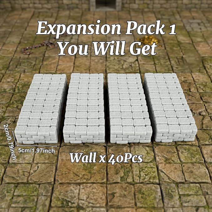 Dungeon Walls 40pcs 28mm Miniature RPG Terrain Modular System DND Terrain - Image 4