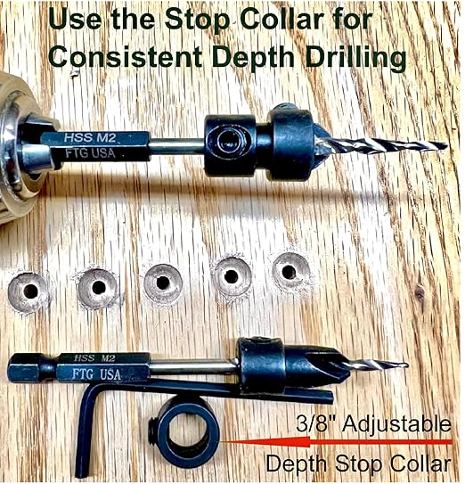 FTG USA Countersink Drill Bit for Wood with Tapered Drill Bit #6 (9/64")