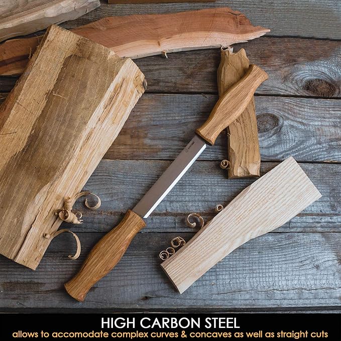 BeaverCraft Draw Knife DK1-4,3" Straight Shave Wood Carving Tools Woodworking Hand Tool Wood Carving Draw Knife (DK1)