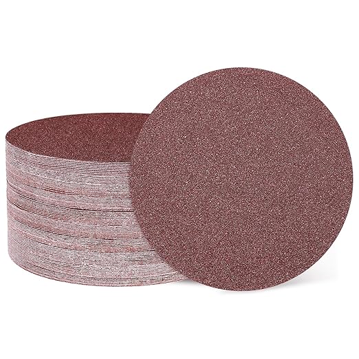 HARFINGTON 50 Pcs 6 Inch Sanding Disc 36 Grit Hook and Loop Sandpaper Random Orbital Sander Pads for Woodworking Automotive Metal Polishing