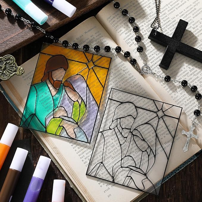 Remerry 16 Pcs DIY Nativity Suncatcher Vbs Faux Stained Glass Faith Based - Image 3