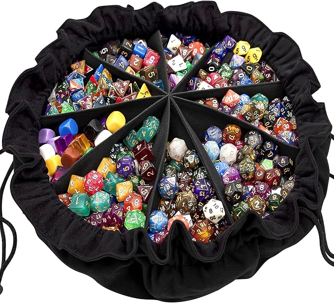 SIQUK Large Dice Bag with Pockets Drawstring Dice Bag DND Big Capacity Storage by SIQUK