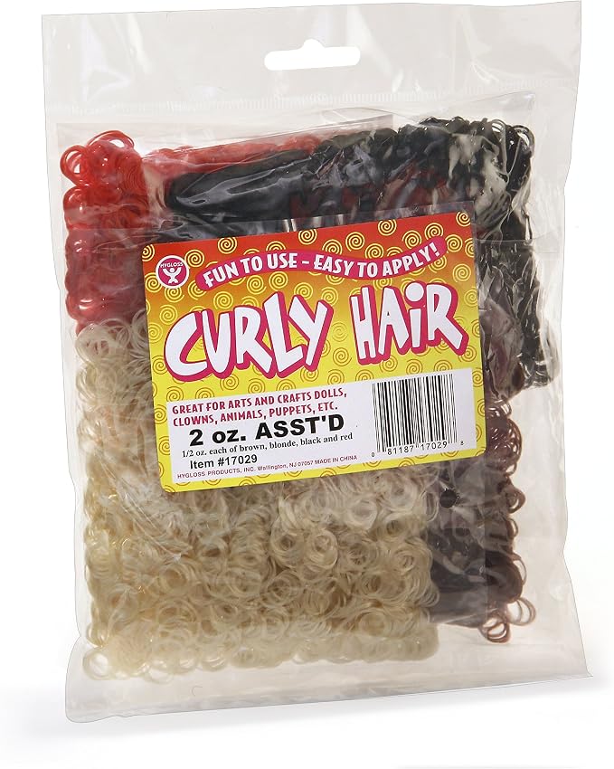 Hygloss 2 oz Curly Doll Hair for Crafts Assorted- Premium Synthetic Hair for - Image 8