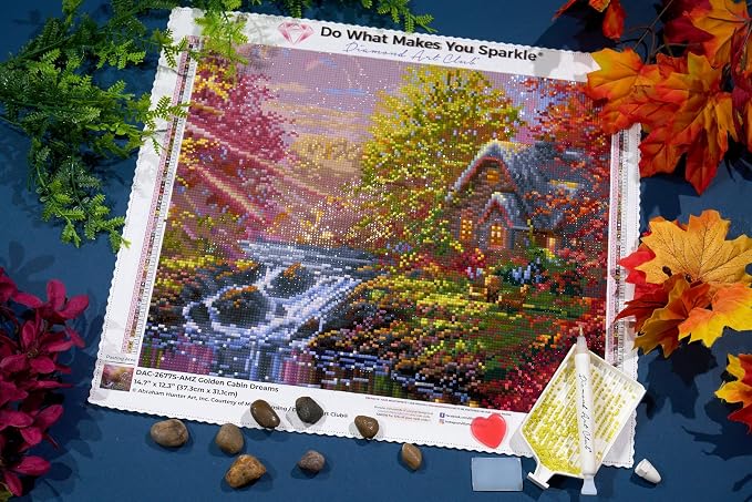 DIAMOND ART CLUB Golden Cabin Dreams Diamond Painting Kit, Fun DIY Crafts - Image 5