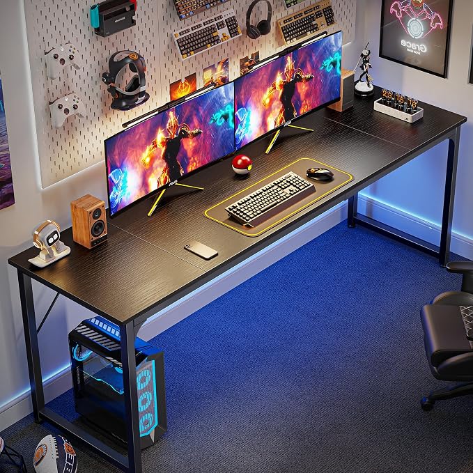 Huuger Computer Desk, 80 Inch Office Desk, Gaming Desk - Image 4
