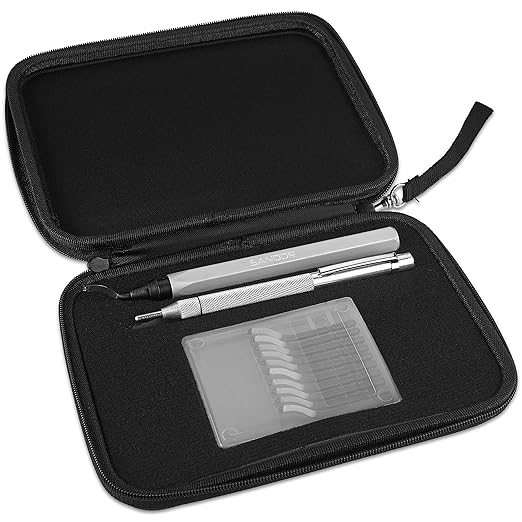 Deburring Tool - 10 Extra Blades and Scribe Pen and Zipper Storage Case - Machinist Tool for Metal, Aluminum, Copper, Plastic Pipe, 3D Printing, Brass