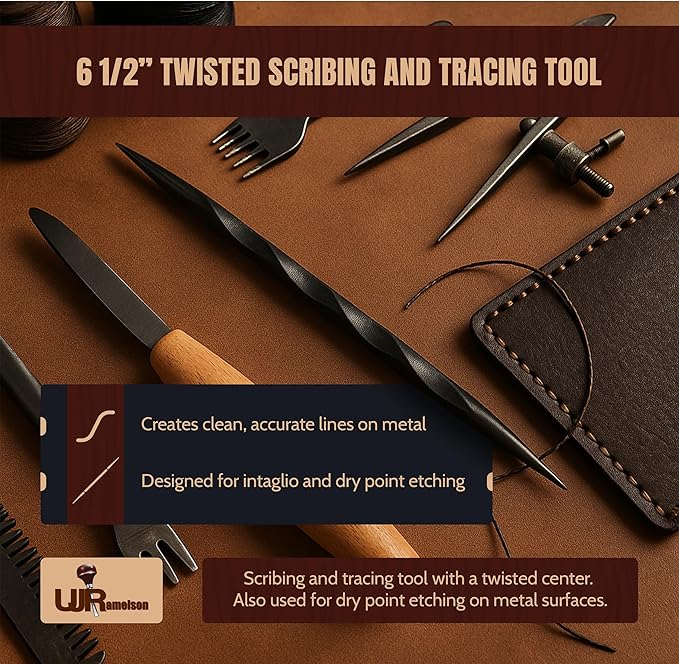 UJ Ramelson Twisted Scriber Tool Needle for Intaglio and Dry Point Etching, Metal Scribe, Scribing and Tracing Tools, Printmaking Supplies