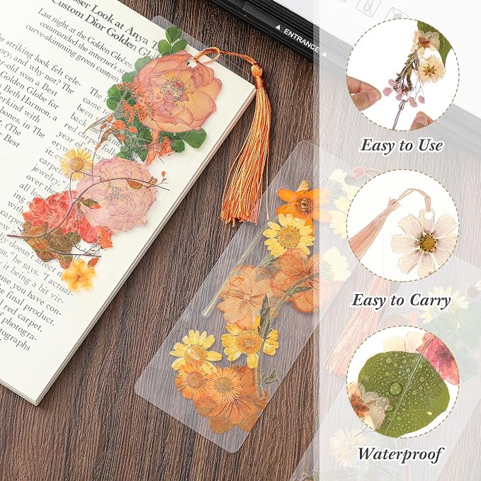 Fuyoooo 376 Pcs Pressed Flowers Bookmark Making Kit, DIY Bookmark Laminating - Image 3