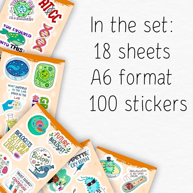 100Pcs Funny Biology Stickers for Students, for Water Bottle, Laptop - Image 2