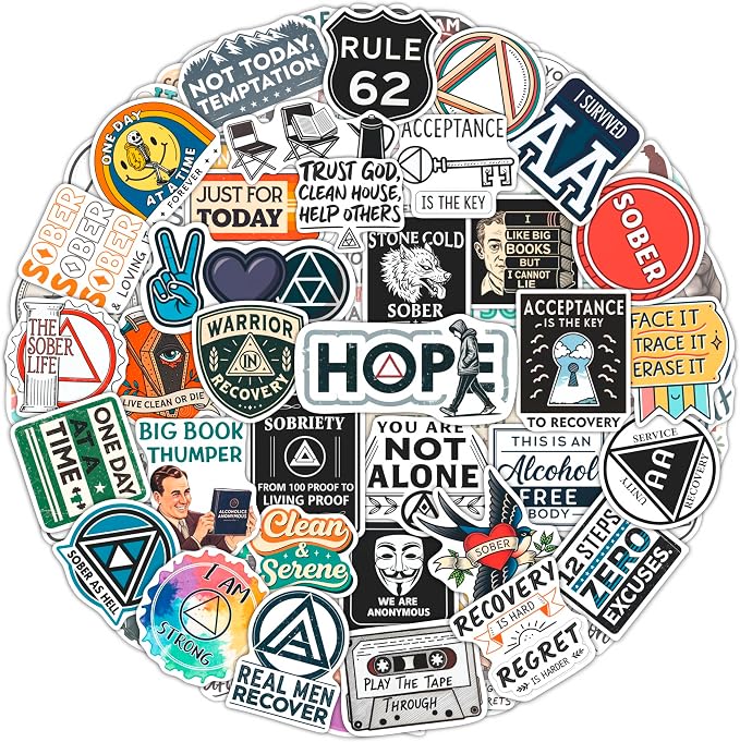 100Pcs Sobriety Stickers Bulk for Water Bottle, Laptop by BulbaCraft