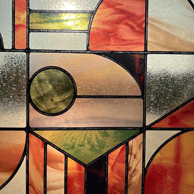 Faux Stained Glass Effect Window Privacy Film, Original Double-Sided Hand-Drawn by Flortlias