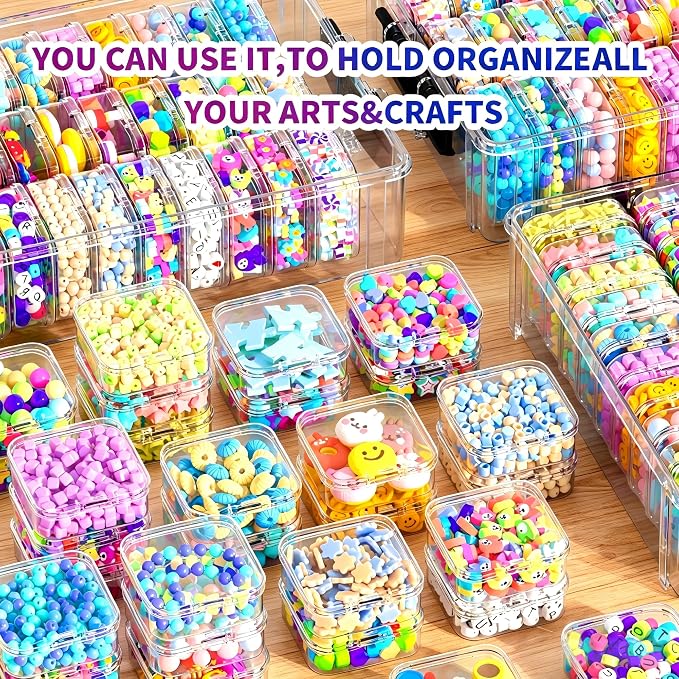 3-Tier Large Capacity Stackable Bead Organizer Box 90 Pcs, Portable Plastic - Image 5