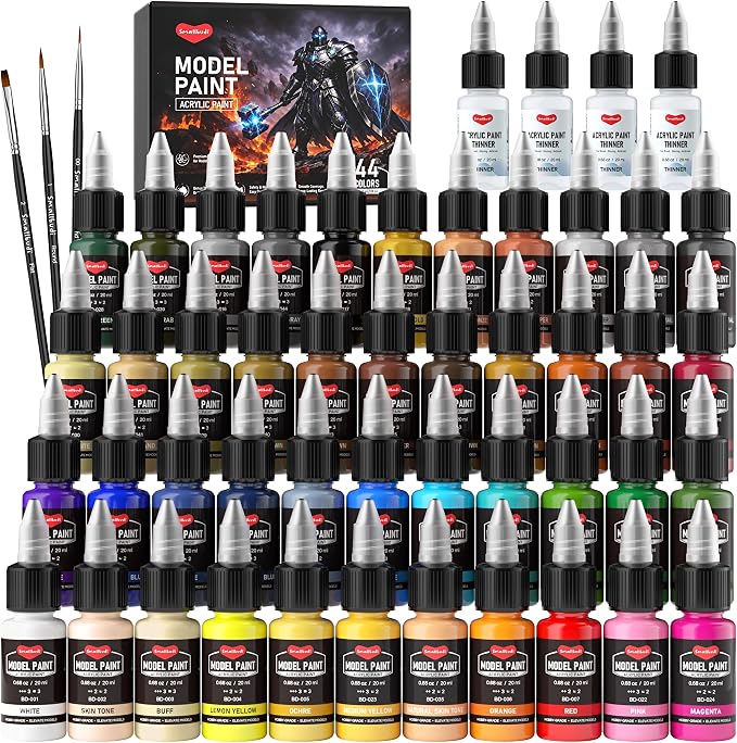 Smallbudi 44 Colors Model Paint Set 20ml/0.6Oz Miniature Acrylic Paint | by Smallbudi