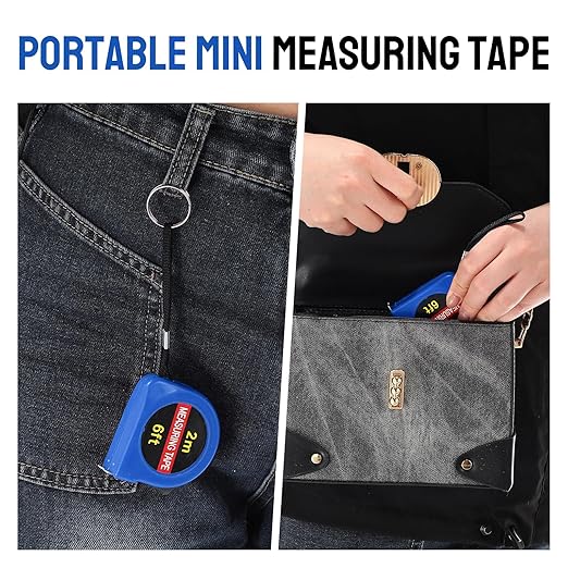 50 Pcs 6 FT Mini Tape Measure Retractable Bulk Small Measuring Tape Pocket Size Measurement Tool for Operation Christmas Items Party Favor Gifts Stuffers for Men(Blue)
