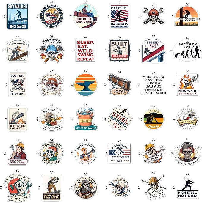 100Pcs Funny Ironworker Stickers - Image 3