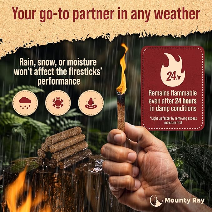 Fire Starters for Campfires - 100 pcs - Waterproof Fire Starter Sticks for Emergency Survival Kit Camping Outdoor Kitchen Indoor Fireplace Bonfire