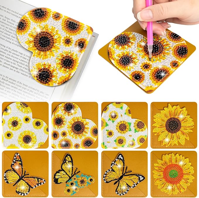 WIVICO 8Pcs Diamond Painting Bookmarks, Diamond Pearl Art Kits by WIVICO