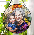 LOVELYPOD Personalized Grandma Stained Glass Sun Catcher, Photo Family Portrait by LOVELYPOD