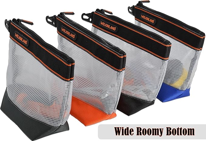 WELKINLAND 10-Inch Clear Tool Pouch Organizer - 4 Pcs Zipper Tool Bags