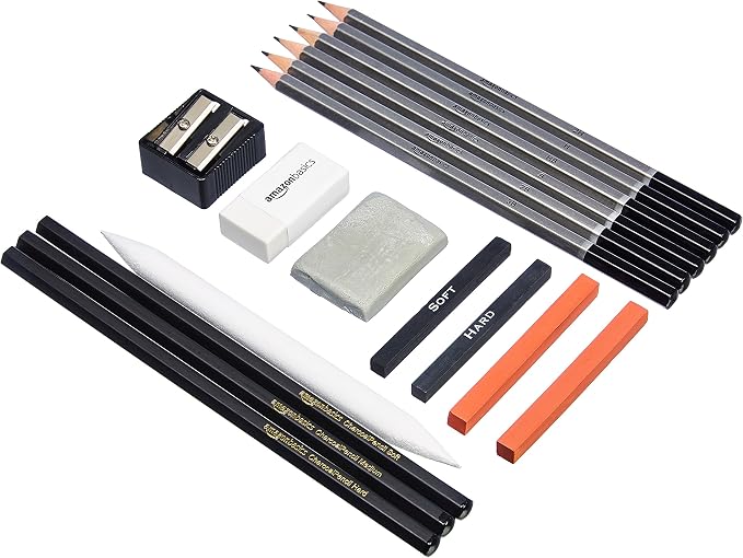 Amazon Basics Sketch and Drawing Art Supply Kit, Charcoal and Pencil Set - Image 3