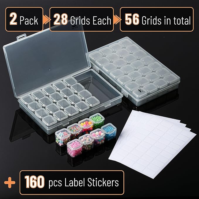 Mr. Pen- Bead Storage Containers, 28 Grids, 2 Pack, Transparent, Small Bead - Image 2