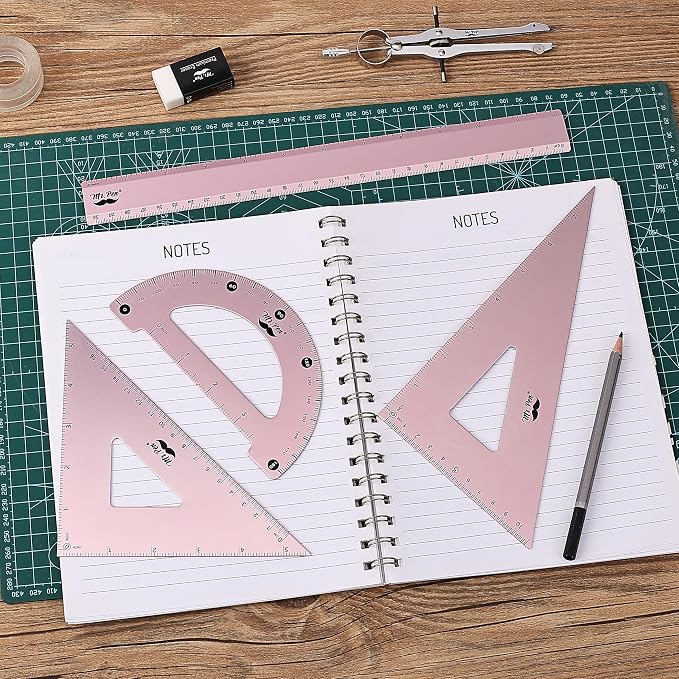 Mr. Pen- Metal Geometry Kit, 4 Pack, 45° & 30°/60° Set Squares | 6" Protractor - Image 7