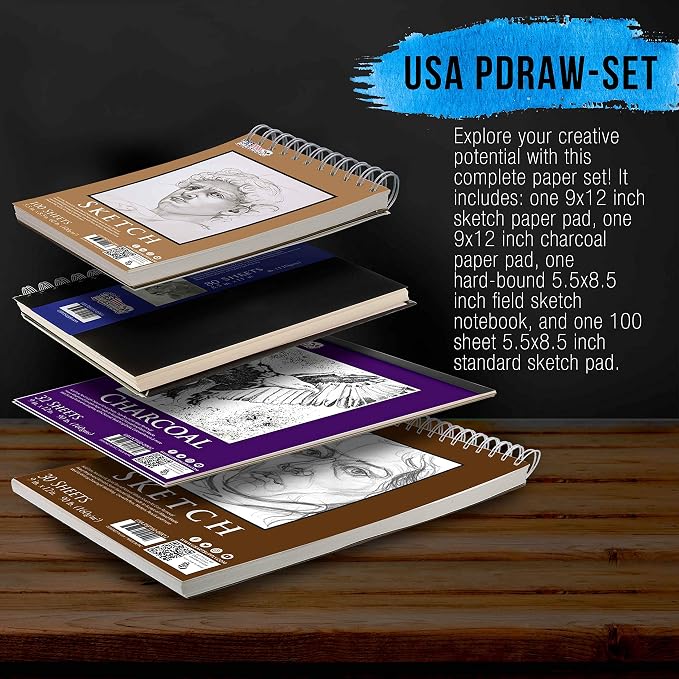 U.S. Art Supply 4-Pad Sketch Book and Drawing Paper Set - Image 2