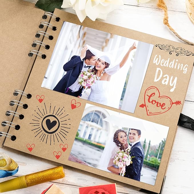 Bstorify Square Scrapbook Photo Albums 36 Pages Brown Thick 200gsm Kraft Paper - Image 6