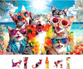 MINIWAN 500 Piece Summer Cat Beach Jigsaw Puzzle by MINIWAN