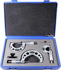 Accusize Industrial Tools 0-3 inch x .0001'' Ultra-Precision M-Type Outside Micrometers Carbide Tipped 3 Pc Set, EG00-0903