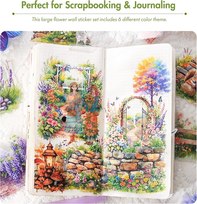 3.4" Large Flower Stickers for Scrapbooking – 60PCS Waterproof Wall &Floral - Image 2