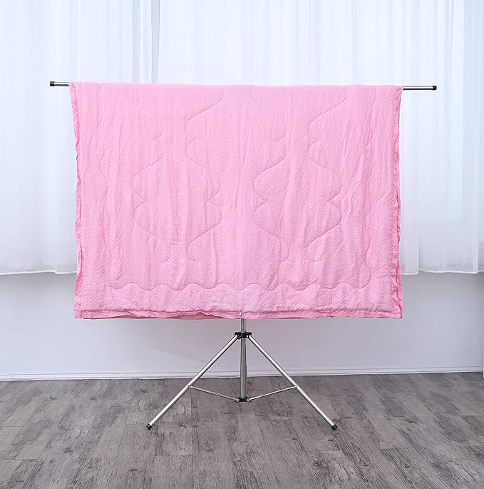 Foldable Portable Space Saving Clothes Drying Rack, Heavy Duty Stainless Steel Laundry Drying Racks, Adjustable High Capacity Garment Rack, with Windproof Hooks.