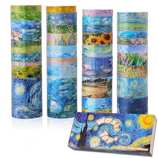 emmoolife 32 Rolls Washi Tape Set, Oil Painting Decorative Masking Tape - Image 2