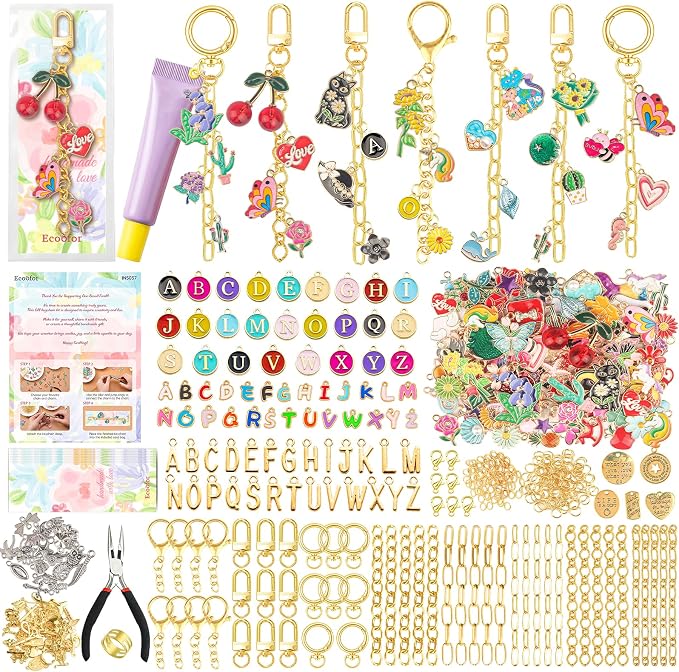 Ecoofor 613 PCS Charms Lip Gloss Keychain Making Kit, Bag Charm Kit by Ecoofor