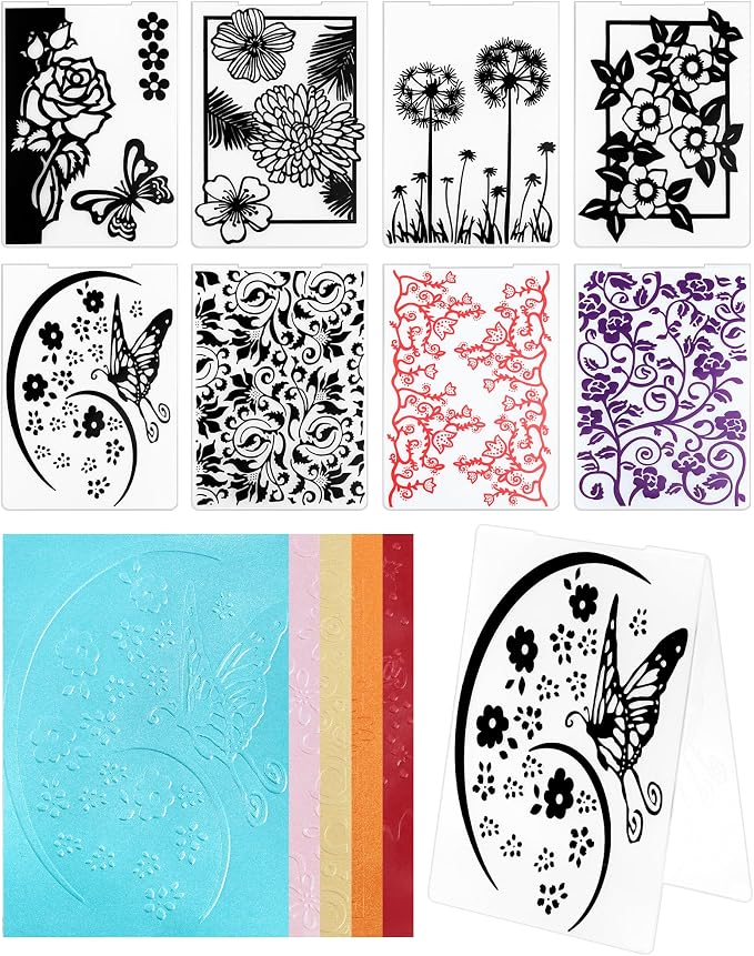 FIVEIZERO 8 Pcs Embossing Folders by FIVEIZERO