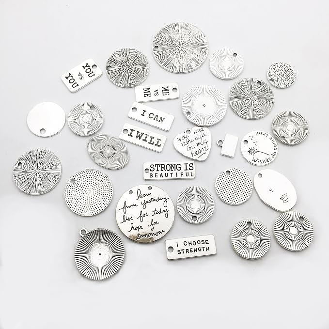 30pcs Inspiration Words Charms Craft Supplies Mixed Pendants Beads Charms - Image 7