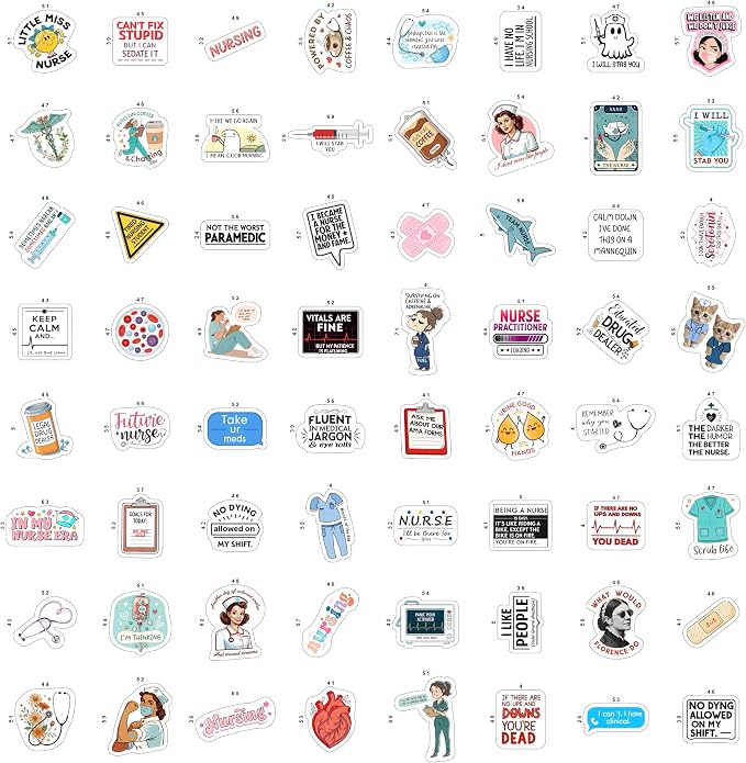 100Pcs Funny Nurse Stickers for Water Bottle, Laptop - Image 3