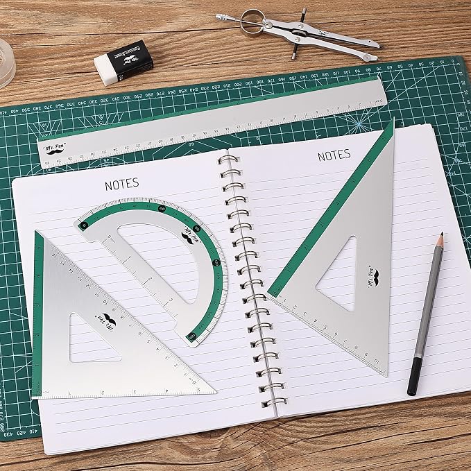 Mr. Pen- Metal Geometry Kit, 4 Pack, 45° & 30°/60° Set Squares | 6" Protractor - Image 8