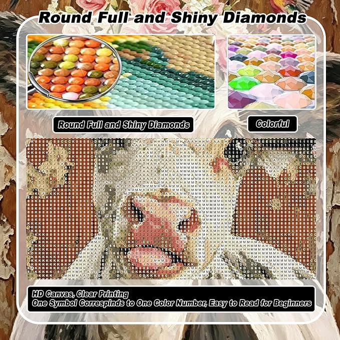 VeGuude Diamond Art Kits for Adults, Full Drill Highland Cow Diamond Art Kits - Image 4